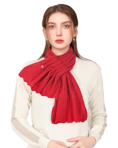Scarf 30% Mongolian Cashmere 70% Australian Merino Wool Large Size Ultra Soft Warm Scarves Red with Gift Box