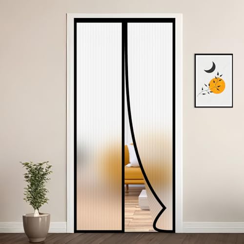 Image of LifeKrafts AC Curtain | Thermal Screen | Insulated | Translucent and Ribbed Design | Magnetic | Insect Screen, Pest Control, Privacy Screen and Dust Control, (Size 205x90cm) Non-Customizable