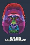  Colorful GorillaSchool Notebook 2020-2021: Wide Ruled Paper Notebook Journal Wide Blank Lined College Workbook for Girls Teens Kids Students