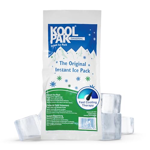 Koolpak 20 x Original Instant Ice Packs - 12x29cm Cold Therapy Ice Packs for Injuries & Pain Relief - Quick Squeeze Activation Single Use Pack - Stays Cold for Up to 40 Minutes - First Aid Essential