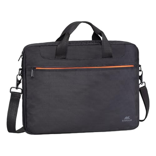 Image of RivaCase Regent 8033 Black Laptop Bag 15.6 inch Inches Smart Design Durability for both Versatility and Style Briefcase for Macbook Laptop with Smart Organizer, Professional Bag for Business, Work, Travel