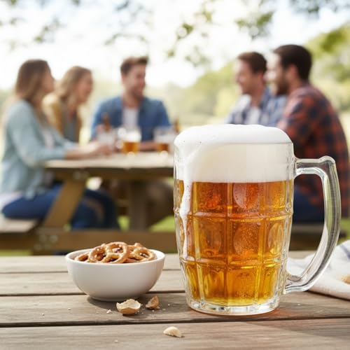 Yera Glass Beer Mugs 375ml Pack of 2