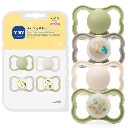 MAM Air Pacifier 6-16 Months, Extra Air Flow for Sensitive Skin, 4 Pack