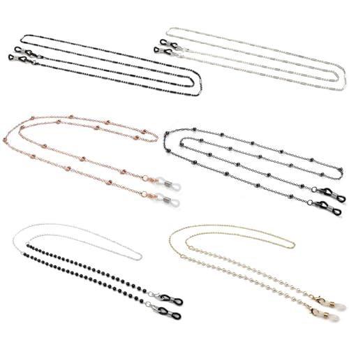 TYXHXTF 6 Piezas Cordones para Gafas, Gafas de Sol Cadenas para Gafas, Cuerda de Gafas Antideslizante, Cadena de Gafas Ajustable para Mujer, para Mujer Hombre Niño