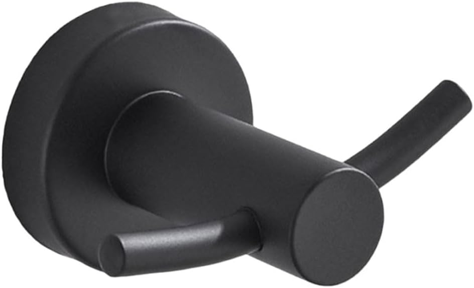 Black Steel Wall Hook, 304 Heavy Duty Coat Rack Bathroom Kitchen, Modern Robe Towel Key Hanger, Nail Installation, 2 Pack(Black)