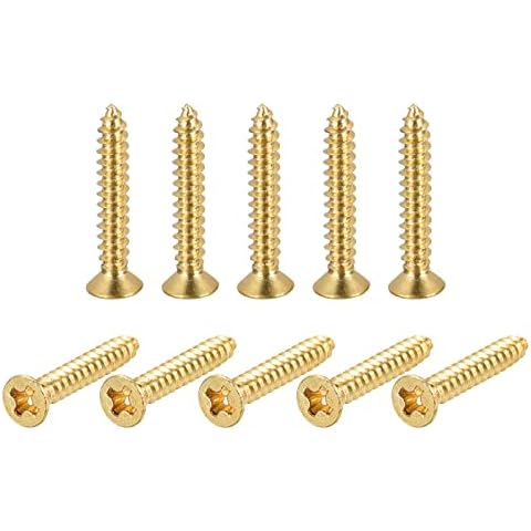 sourcing map Brass Wood Screws, M3x20mm Cover