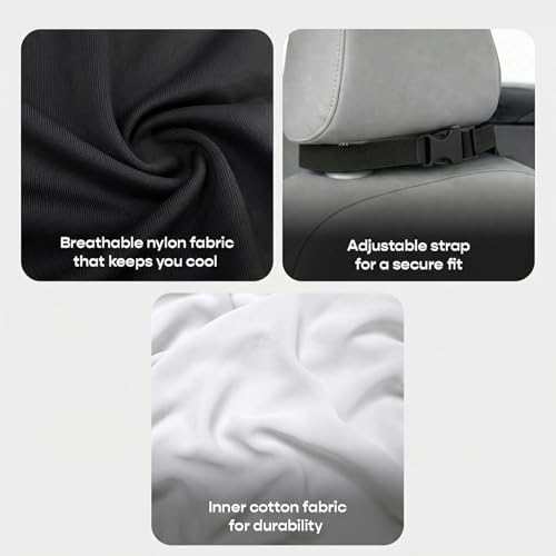 Image of SleepyCat Car Neck Rest Pillow | Adaptive Memory Foam Cushion | Neck Support for Cervical Pain Relief | Ergonomic Design | Fits Any Car Seat | Adjustable Straps | Machine Washable Cover | Black