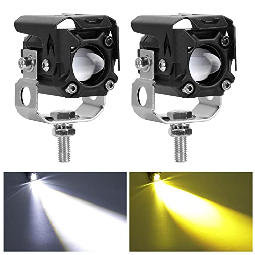 KAWELL 40W Fog Lamp, Motorcycle, Headlight, Work Light, LED Mini Rectangular Spotlight, Motorcycle Auxiliary Light, Switch Between 2 Colors, Color Temperature: 3000K - 6000K; Yellow (3000K) + White