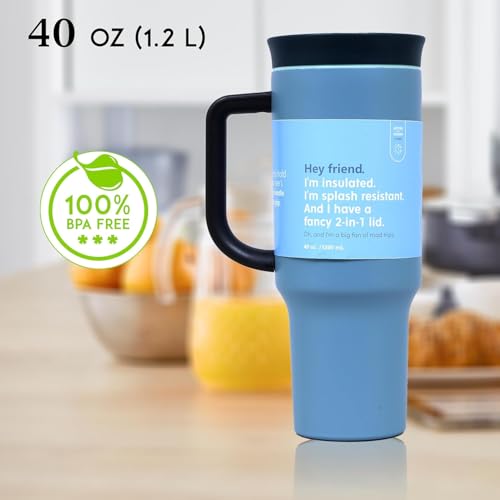 Image of Stainless Steel 1200 ml Vacuum Tumbler with Lid & Straw - Double‑Wall Insulated Cup for Travel, Gym & Office - Keeps Beverages Hot or Cold - 1.2 L Capacity (Dolphin Gray)