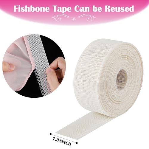 4 yards hemming guide for sewing fishbone tape for narrow hem and curved hem sewing tool for skirts dresses fishbone boning lining reusable boning strip seam s ewing guide for clothing hemmer tool