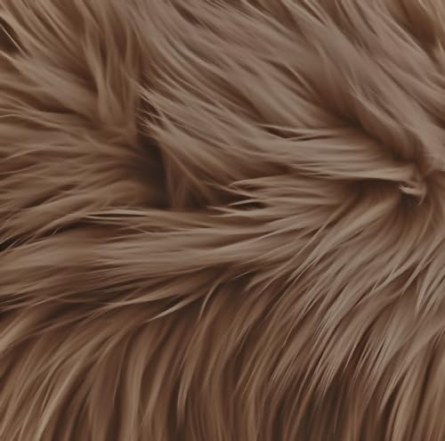 Image of FabricLA Shaggy Faux Fur Square - 20 inch X 20 inch Pre-Cut for DIY, Craft Decoration, Fashion Accessory, Gnome, Hobby - Light Brown