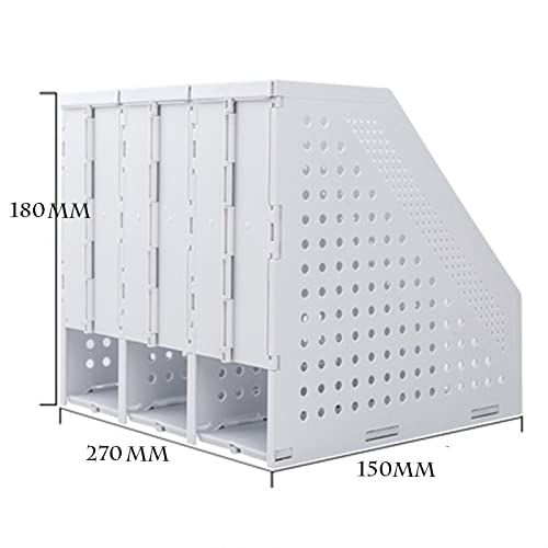 revistero, Caja de almacenamiento de carpetas de plástico de 4 rejillas, estante de almacenamiento de libros vertical, estantería, suministros de oficina, libros, cesta de archivos, soporte de escrito