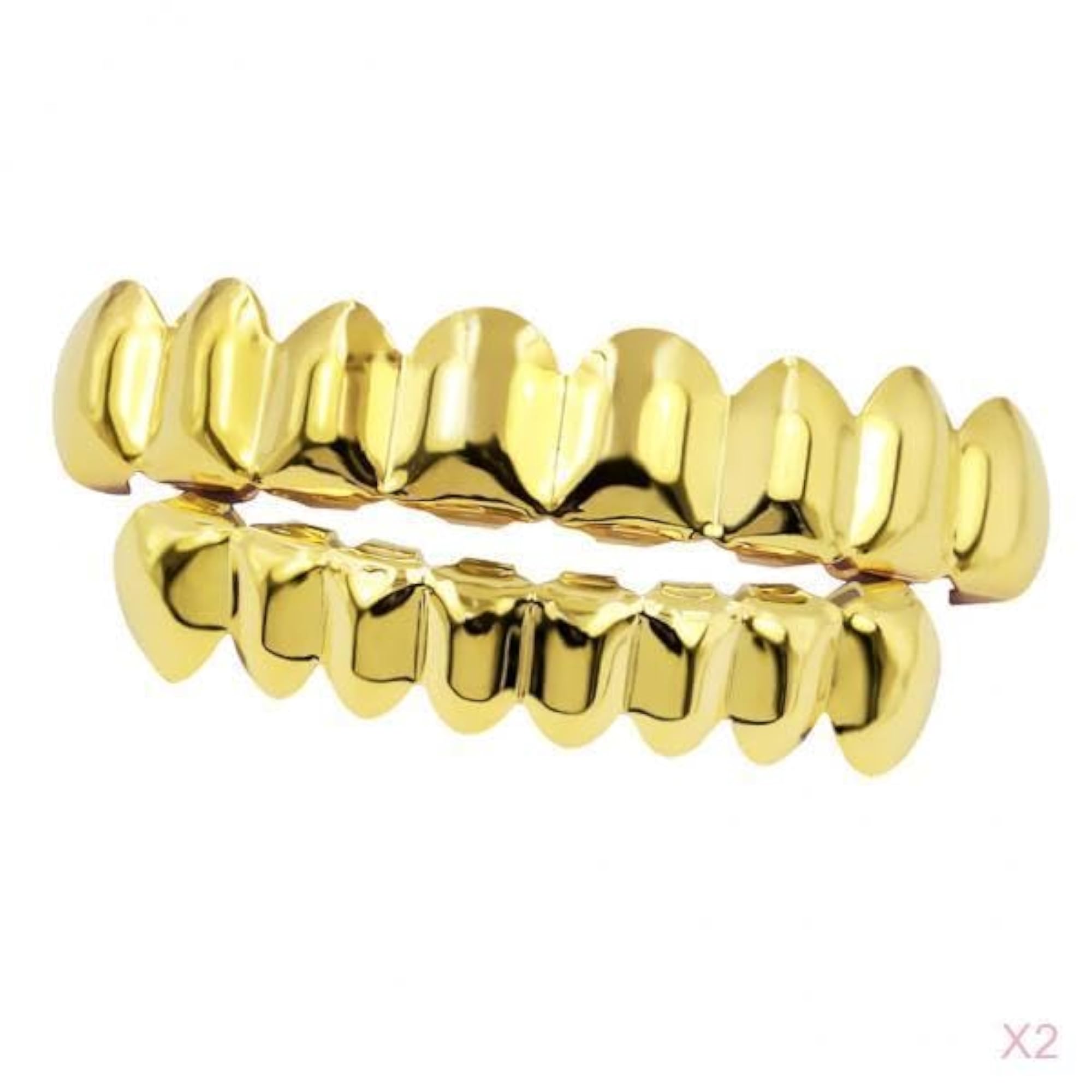 2 Pcs 18K Golden Plated Grills Dental Grills Set