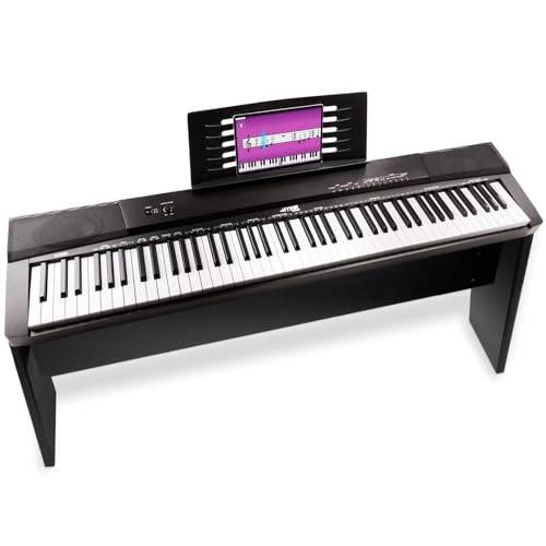 Max KB6W Digital Piano with Stand, 88-Key Electric Keyboard Piano, Semi-Weighted Keys, Built-in Speakers, USB MIDI, Sustain Pedal, Lesson Mode, Home Studio Ready, Furniture Cabinet Design