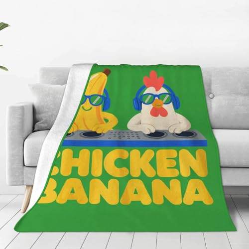 FOGMETROP Chicken Banana Blanket for Couch, Fleece Blankets for Sofa