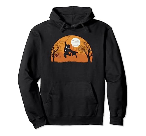 Sweat Spider-Man noir imprimé Halloween sweat-shirt à capuche coton Marvel