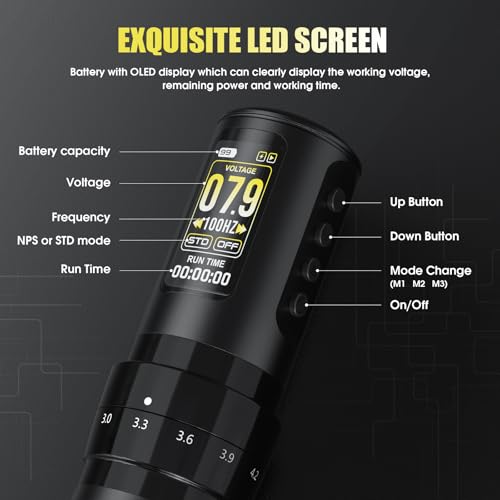 Miniatura 4 de Pfarrer Juego De Máquina Inalámbrica De 1600 Mah, Batería Lcd Digital, 20 Unidades, Aguja, 7 Tintas, Accesorios Inalámbricos Pr-Tke652aeu-1