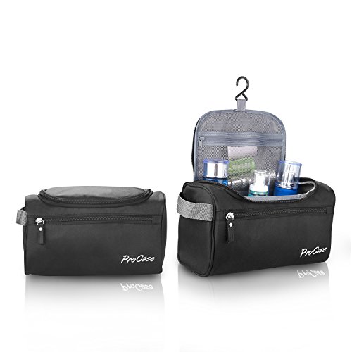 Procase Toiletry Bag Travel Case With Hanging Hook, Dopp Kit Organizer For Accessories, Shampoo, Cosmetic, Personal Items, Healthcare Bag With Handle, Black #TOP6