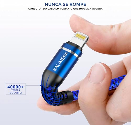 Cabo Lightning de 1 metro Reforçado 1 Unidade Cabo de Carregador para iPhone de 1 metro Revestido em