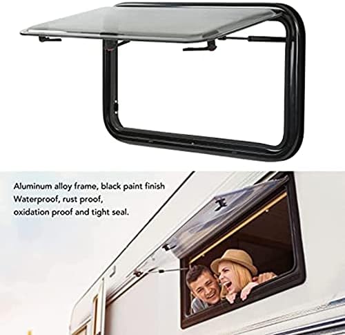 Double Layer Acrylic Glass Push Out Window with Screen & Sunshade for Caravan, Motorhome, Trailer, Yacht - 550x400mm Hinged Design for Easy Ventilation