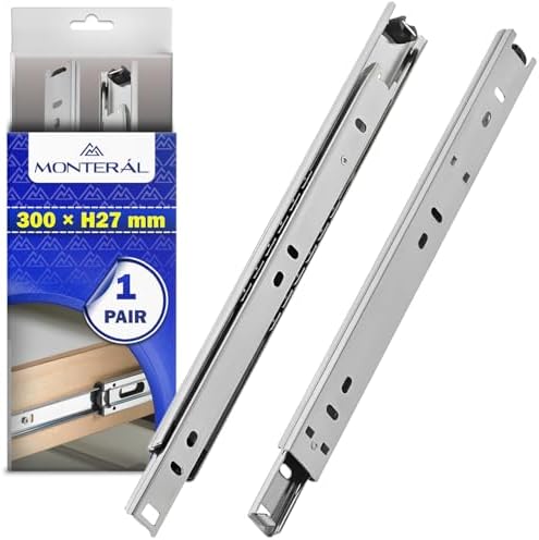 1 Pair Sliding Drawer Guides with Ball Bearing 300 x 27 mm