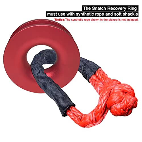Lexrory Winch Snatch Recovery Ring - 41000 Lbs Snatch Block Pulley Towing Ring For Atv Utv Suv Truck Off-Road Vehicle Soft Shackle Recovery And Synthetic Rope - Red #TOP5