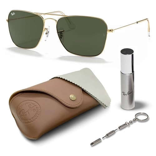 Ray-Ban RB3136 Square Shape Non-Polarized Sunglasses for Men & Women Includes Official Rayban Eyewear Kit Ideal Formal & Casual Wear Sunglasess G-15 Green Lens