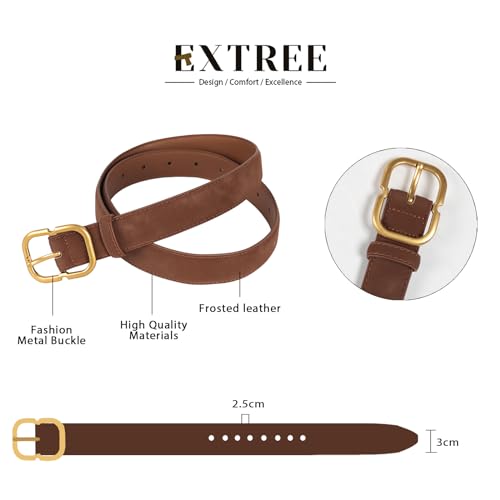 Image of Aurolran Women's Fashion Classic Metal Buckle Leather Belt with Jeans Dress