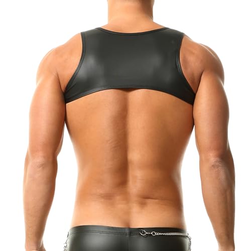 QiaTi Men’s Leather Chest Harness Black Chest Belts Cross Dressing Transgender Shoulder Harness for Men4