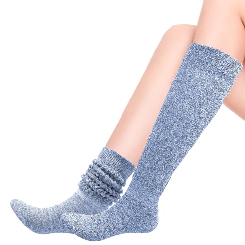 Image of BONANGEL Slouch Socks for Woman, 3 Pairs Long Scrunchy Scrunch Slouchy Tube Boot Socks for Women Girls Size 5-11
