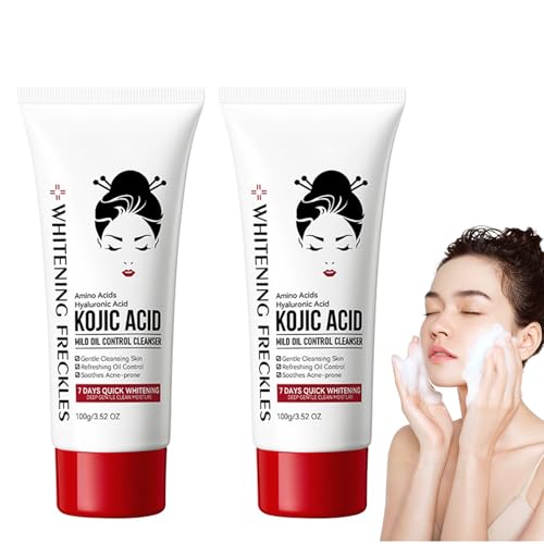 Tkekruh 2PC Limpiador Facial 100g, Limpiador Facial Hidratante, Leche Limpiadora Calmante, Limpia Suavemente la Piel y Regula el Equilibrio Hidrolipídico, Fácil de Enjuagar, para Limpieza Diaria