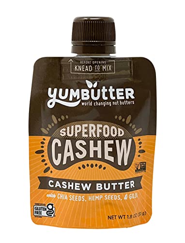 Superfood Cashew Butter Packets by Yumbutter, Individual Snacks, Gluten Free, Vegan, Non-GMO, 1.8oz Packet (Pack of 10)