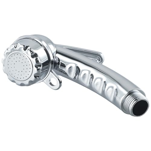 EaseSunny Alcachofa de ducha, ducha de camping, 1/2 pulgada, botón de parada, cromo, 14,5 cm, para autocaravana, barco, caravana