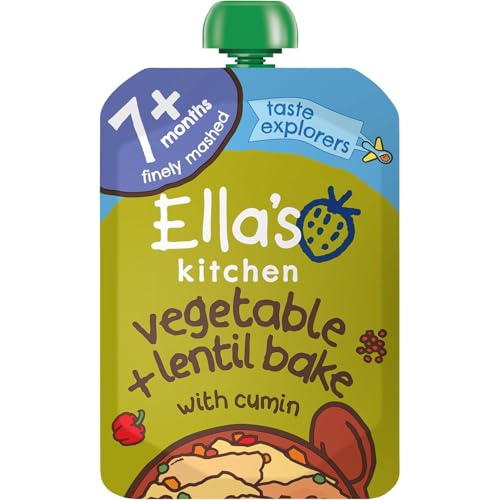 Ella's Kitchen Organic Finely Mashed Vegetables and Lentil Bake with Cumin, 7+ Months Baby Food, Gluten & Dairy Free- 130g