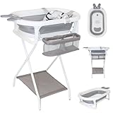 Bañera para Bebé Ibaby Fiume Plegable con Organizador y Cojín (Gris)