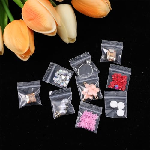 200 Stück Mini Druckverschlussbeutel Zip Beutel 3x2.5cm Kleine Plastiktüten Kleine Polybeutel Verschlussbeutel Transparente Wiederverwendbarer Mini Druckverschlussbeutel für Ringe Ohrringe Charm