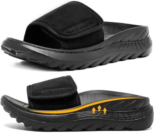 Bkiborkb Women’s Recovery Sandals – Orthotic Arch Support Comfort Men’s Slides, Cushioned Sport Sandals for Plantar Fasciitis, Open Toe Slip-On Shoes to Reduce Foot, Joint & Back Stress