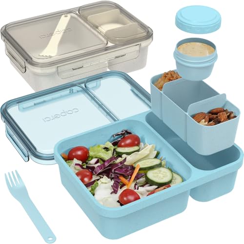 Caperci Extra-Large 62oz Bento Lunch Box for Adults Salad,(Blue & Tofu)