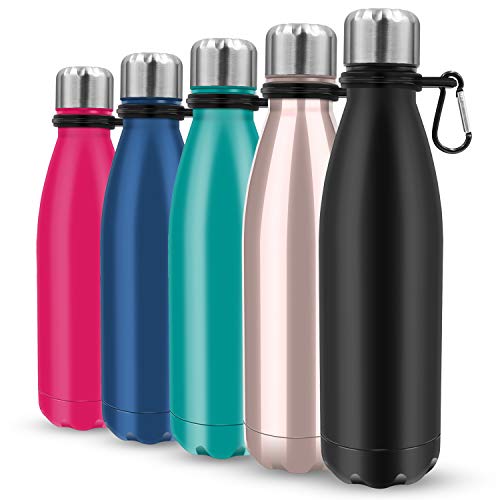 Hongtellor Insulated Water Bottle Vacuum Insulated Water Bottle Vacuum Flask 500ml Stainless Steel Vacuum Bottle Double Wall Design Standard Mouth for Outdoor Sports Fitness Camping Hiking
