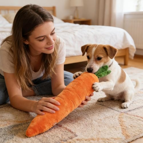 Karotten- Plüsch- Hundespielzeug, Quietschendes interaktives Kauspielzeug, Welpen- Beiß- Trainingsspiel, weiches Zerr- Apportier- Spielspielzeug, Haustier- Unterhaltungszubehör, für Zuhause-9