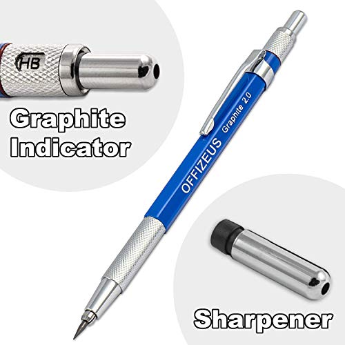 2mm Lead Holder Set - Professional Mechanical Drafting Pencil - 12xHB and 12x4B Lead Refills - 2mm Lead Pointer and Soft Eraser - Perfect Clutch Pencil for Sketching and Drawing - Thumbnail 3
