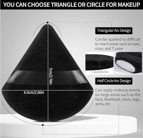 Pimoys Powder Puffs, 6 Pack Triangle Makeup Puff, Black