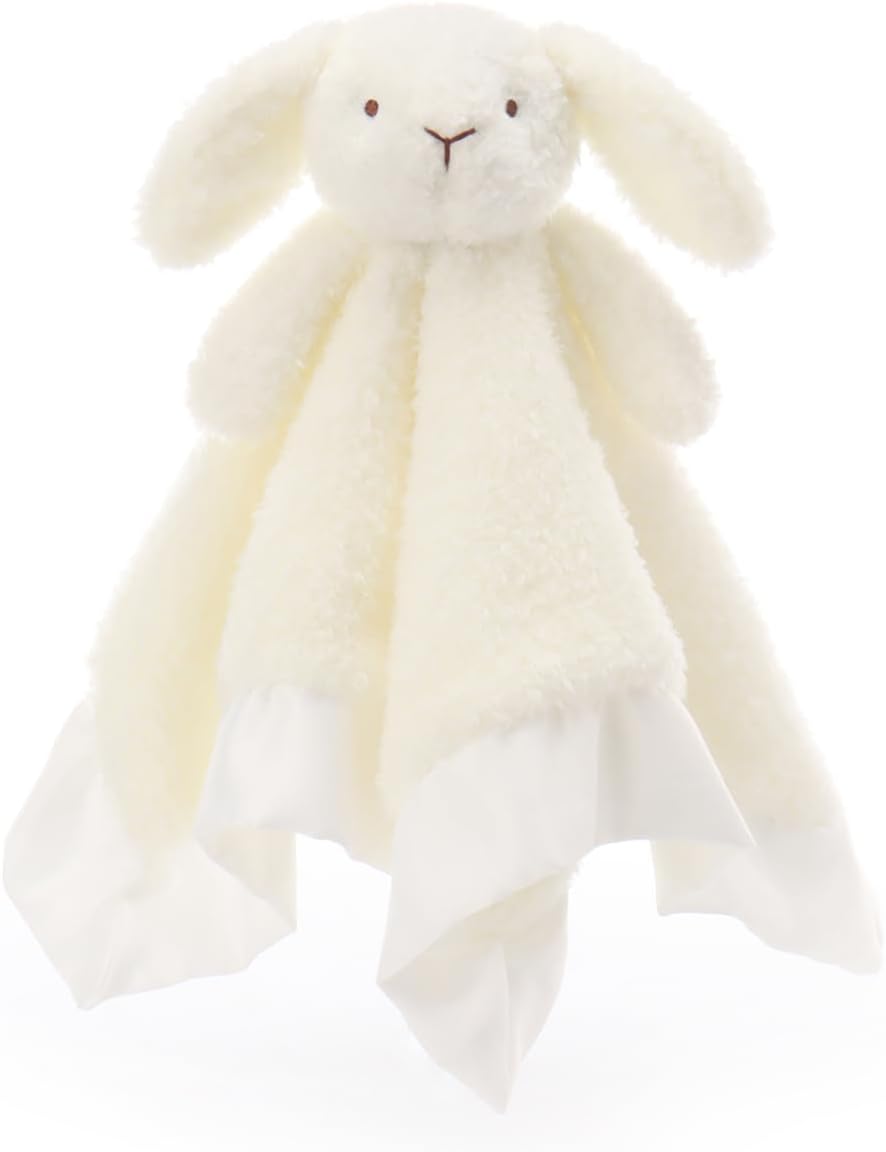 Apricot Lamb Stuffed Animals Soft Security Blanket White Bunny Rabbit Infant Nursery Character Blanket Luxury Snuggler Plush(White Bunny, 14 Inches)