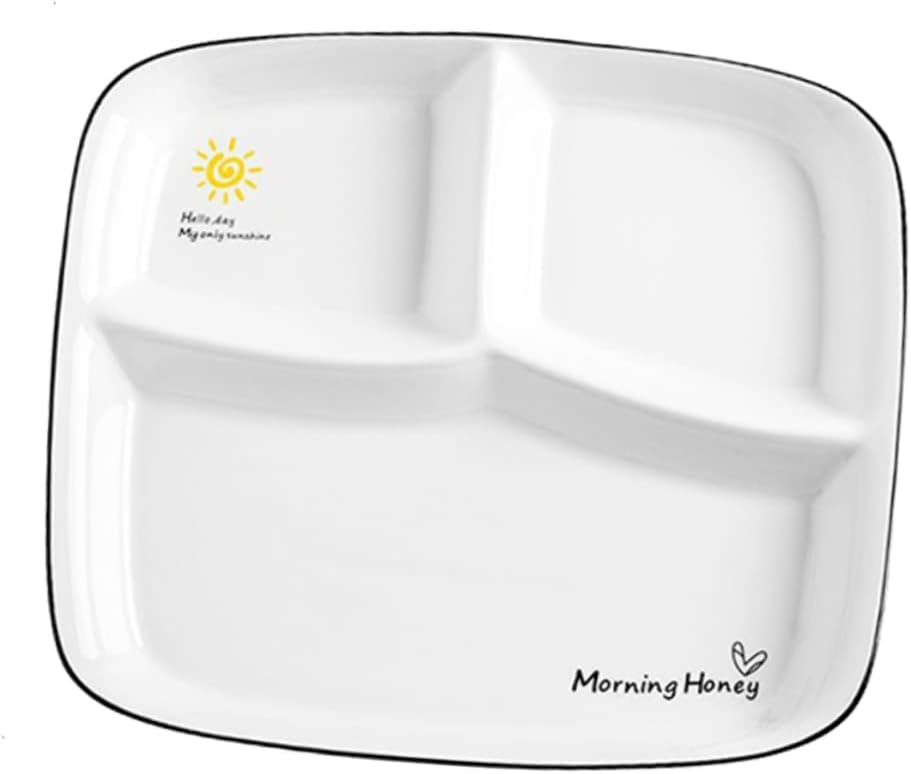 Unomor Large Serving Platter Style 3 Grid Ceramic Plate for Balanced Breakfast