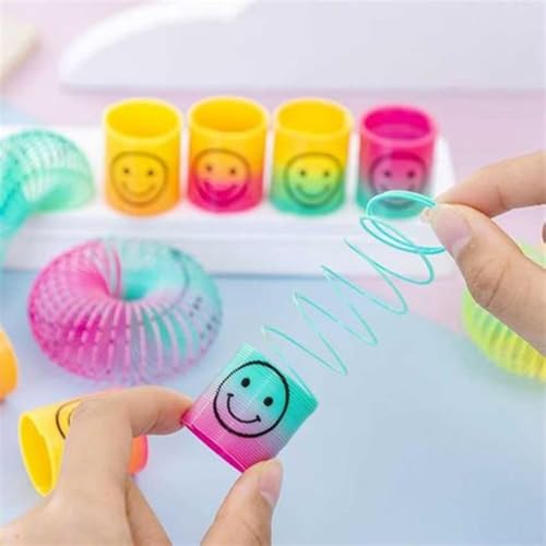 ASPIRE UK Rainbow Springs 24 Small Mini Slinky Smiley Face Rainbow Springs Fidget Party Bag Filler Gifts for Kids - Pinata Party Favour, Bulk Party Toys for Boys, Girls & Kids Party Supplies - Image 6