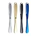 4 Piezas 3 en 1 Cuchillo de Mantequilla, Cuchillo Mantequilla, Cuchillo de Mantequilla Acero Inoxidable con Borde Dentado, Molinillo para Cortar Queso de Frutas y Verduras, Plata/Oro/Azul/Negro