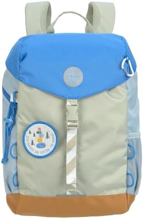 LÄSSIG Kinder Wanderrucksack Kinderrucksack mit Brustgurt gepolsterte Schultergurte wasserabweisend, 14 Liter/Big Outdoor Backpack Sunny Explorer green/blue