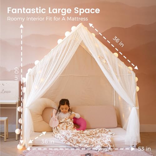 Tiny Land Kids Play Tent, Kids Tent for Girls and Boys, Indoor Playhouse for Toddlers, Large Play House | Reading Nook (Lace Play Tent) by Tiny Land - Image 2