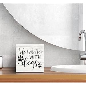 SRADMO Life is Better with Dogs Wood Box Sign Desk Decor,Dog Lovers Saying Rustic Wooden Block Box Sign Decoration For Home Living Room Shelf Table Decor SRADMO Life is Better with Dogs Wood Box Sign Desk DecorDog Lovers Saying Rustic Wooden Block Box Sign Decoration For Home Living Room Shelf Table Decor