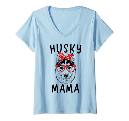 Husky Mama Husky Siberiano Perro Mamá Día de la Madre Camiseta Cuello V